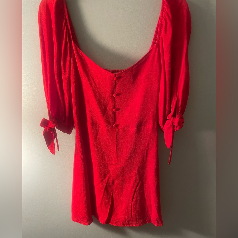 Forever 21 Vibrant Red Mini Dress with Button Accents